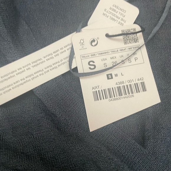 Zara NWT Navy Linen Blend Maxi Dress Small 3/4 Sleeve Minimalist - Picture 3 of 6